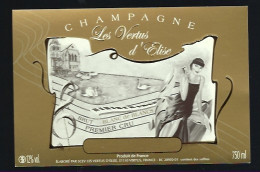 Etiquette Champagne Brut Blanc De Blancs  1er Cru Les Vertus D'Elise  Vertus Marne 51 - Champagner
