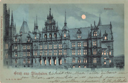 Allemagne Gruss Aus Wiesbaden Rathaus Carte Pouvant être éclairée CPA + Timbre Reich Cachet 1900 - Wiesbaden