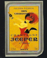 Etiquette Champagne Brut Grande Réserve 100% Chardonnay  Jeeper Damery   Marne 51 " Femme" - Champagner