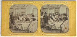 Photo Ancienne - Vue Stéréoscopique - Stéréo - Couleur - Buffet De Gare - Train - Restaurant - Bourgeoisie - Snapshot - Stereoscopic