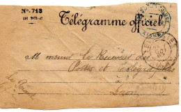 Aisne - Dvt Env Télégramme Tàd Type A Levergies + Tàd Télégr  "Le Bo ... Ecluse" - Télégraphes Et Téléphones