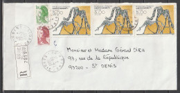 France  , Lettre Reçommandee De Ugine (73 Savoie)pour St Denis 26/03/1986 Tp Yv :2383+Liberté 2375+2179 - Lettres & Documents