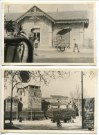 ITALIE Années 50 * LOT 2 * PHOTO 8,50 X 12,30 Petit Marchand Voiture à Bras Villa Ferrovia & Chargement Devant Monument - Orte