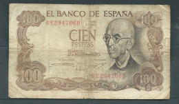 Billet Espagne- 100 Pesetas 17/11/1970  -  6E2947060  - Laura 6511 - 100 Peseten