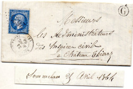 Aisne - LAC Affr N° 22 Obl GC 2636 + Tàd Type 15 Neuilly-St-Front - Boite Rurale G (localisée = Sommelan) - 1849-1876: Période Classique