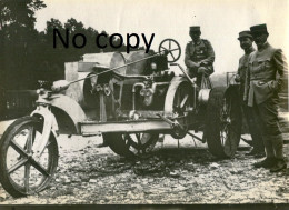 PHOTO FRANCAISE - OFFICIERS ET TRACTEUR - ENGIN A 3 ROUES A PROUILLY PRES DE MUIZON - REIMS MARNE GUERRE 1914 1918 - Krieg, Militär