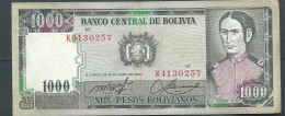 Billet Bolivie - Billet De 1000 Pesos Bolivianos - Juana Azurday De Padilla - 25 Juin 1982 - K4130257 - Laura 6512 - Bolivie