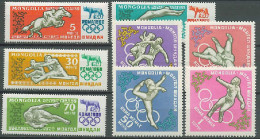 Mongolia 1960 Olympic Games Rome, Equestrian, Athletics, Gymnastics, Wrestling Etc. Set Of 8 MNH - Zomer 1960: Rome