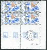 TAAF - N°148  - LA PROTISTOLOGIE - 4 BLOCS DE 4 - COIN DATE 22.9.89  OBLITERES EN MARGE - Used Stamps