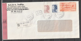 Lettre Recommandée Noyers (89 Yonne)Liberté Gandon N)Yv: 2239-40+PA 58b Du31/12/1987 - Storia Postale