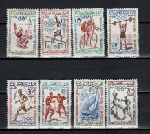 Morocco 1960 Olympic Games Rome, Wrestling, Cycling, Weightlifting, Boxing, Fencing Etc. Set Of 8 MNH - Summer 1960: Rome