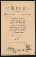 SPREEUWBORG SCHILDE 24 JUIN 1888.  MENU.  165 X 105 MM. - Menükarten