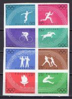 Poland 1960 Olympic Games Rome, Athletics, Cycling, Equestrian Etc. Set Of 8 Imperf. MNH - Ete 1960: Rome