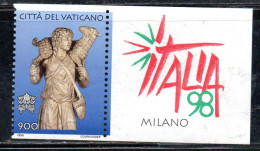 CITTÀ DEL VATICANO VATICAN VATIKAN 1998 ESPOSIZIONE MONDIALE DI FILATELIA ARTE ITALIA 98 DA LIBRETTO FROM BOOKLET MNH - Nuevos