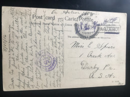 1915 US On Active Service PAQUEBOT Post Mark To USA Hotel Tram Cycle Man See Scarce - Brieven En Documenten