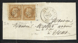 FRANCE Ca. 1870:  LAC De Pont-s-Yonne (Yonne) Avec Paire De Y&T 28B Obl. GC 2959 (Ind.4) - 1863-1870 Napoléon III. Laure