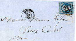 Aisne - LAC Affr N°22 Obl GC 3827 - Tàd Type 15 Saint-Quentin (lettre à En-tête Illustrée) - 1849-1876: Klassik