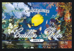 Etiquette Champagne Brut Cuillier-Blin  Pouillon Marne 51  " Aquarium Poissons Tropicaux" - Champagne