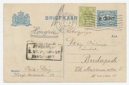 Briefkaart G. 94 A I / Bijfrankering Den Haag - Hongarije 1918 - Postwaardestukken