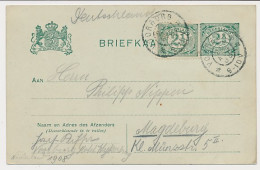 Briefkaart G. 68 / Bijfrankering Voorburg - Duitsland 1908 - Postwaardestukken