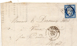 Aisne - LAC Affr N°60C Obl GC 3827 - Tàd Type 17 Saint Quentin - 1849-1876: Periodo Clásico