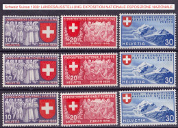 Schweiz Suisse 1939: Landi Zürich EXPOSITION Nationale Zu 219-227 Mi 335-343 Yv 320-328 ** MNH (Zu CHF 50.00) - Nuovi