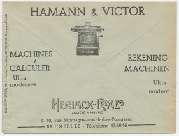 Postal Cheque Cover Belgium 1936 Calculating Machine - Police - Traffic Controller - Sin Clasificación