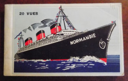 Cpa Carnet 20 Vues Paquebot " Normandie " - Steamers