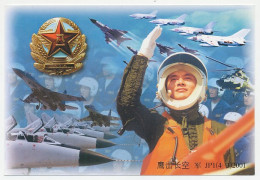 Postal Stationery China 2001 Jet Fighter - Helicopter - Militares