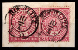 Norddeutscher Bund 16 Gestempelt Rochlitz, Waagerechtes Paar #GU751 - Used