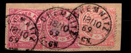 Norddeutscher Bund 16 (2x) Und 15 Gestempelt Auf Briefstück #GU827 - Used