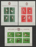 San Marino 1960 Olympic Games Rome, Fencing, Cycling, Basketball, Hoakcey, Football Soccer, Rowing Etc. Set Of 3 S/s MNH - Verano 1960: Roma