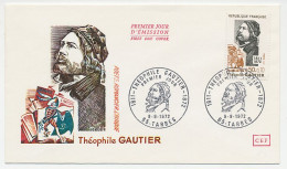 Cover / Postmark France 1972 Theophile Gautier - Writer - Ecrivains