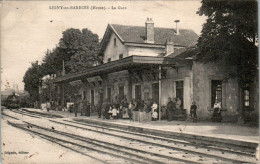 Ligny-en-Barrois La Gare Train Station Locomotive Meuse 55500 Dos Vert Cpa Voyagée En Franchise Militaire En 1917 B.Etat - Ligny En Barrois