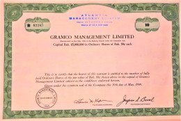 Gramco Management Limited - 10 Shares (Bahamas) 1969 - Autres & Non Classés