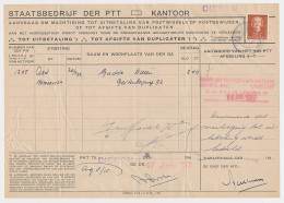 Em. En Face Dieren 1952 - Machtiging Tot Uitbetaling Postwissel - Zonder Classificatie