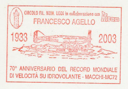 Specimen Meter Card Italy 2003 Airplane - Anniversary World Record Seaplane - Flugzeuge