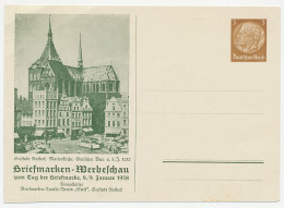 Postal Stationery Germany 1938 Stamp Show Rostock - Tram - Church - Treinen