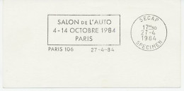 Specimen Postmark Card France 1984 Car Show Paris 1984 - Cars