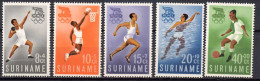 Suriname 1960 Olympic Games Rome, Basketball, Swimming, Fencing, Football Soccer, Athletics Set Of 5 MNH - Estate 1960: Roma