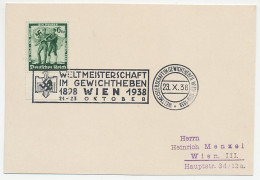 Postcard / Postmark Germany / Austria 1938 Weightlifting - World Championship - Autres & Non Classés