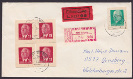 P65, 75, 5 Ganzsachenausschnitte Auf R-Eilboten Mit SbPA-R-Zettel "Leipzig", 1969, Ankunft - Postkarten - Gebraucht