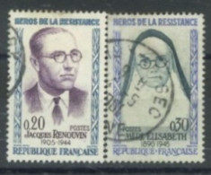 FRANCE - 1961, RESISTANCE HEROS STAMPS SET OF 2, USED. - Used Stamps
