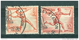 Deutsches Reich Mi. 612 + 613 Gest. Olympische Spiele 1936 Berlin Speerwerfer Fackellauf SST Olympia-Stadion - Zomer 1936: Berlijn