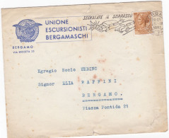 ITALIA - REPUBBLICA  - BERGAMO - UNIONE ESCURSIONISTI BERGAMASCHI  BUSTA -  VIAGGIATA PER BERGAMO - 1961 - Autres & Non Classés