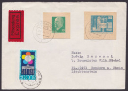 P75, 80, 2 Ganzsachenausschnitte Mit Guter Zusatzfr. Auf Eilboten Nach Liechtenstein - Postcards - Used
