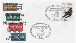 Germany Deutschland 1972 FDC Olympic Games Munich, Olympische Spiele Munchen, Sapporo, Ice Hockey, Canceled In Bremen - 1971-1980