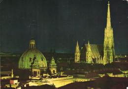 VIENNA, CHURCH, ARCHITECTURE, TOWER, NIGHT, AUSTRIA, POSTCARD - Iglesias