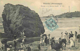 64 - Biarritz - Rocher à La Grande Plage - Animée - Scènes De Plage - CPA - Oblitération Ronde De 1907 - Voir Scans Rect - Biarritz