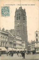 59 - Dunkerque - Place Jean Bart Et Le Beffroi - Animée - Oblitération Ronde De 1904 - CPA - Voir Scans Recto-Verso - Dunkerque